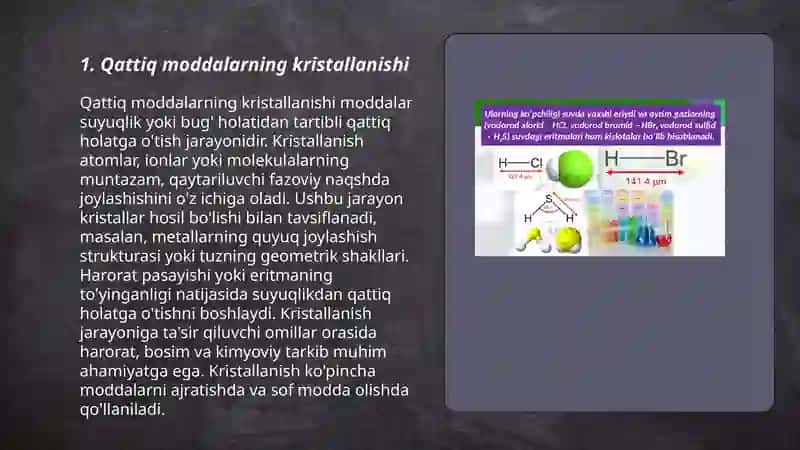 Qattiq suyuq va gaz holdagi moddalarning erishi 3