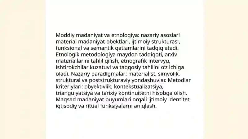 Moddiy madaniyatning etnologik yoʻnalishda tatbiq etilishi 3