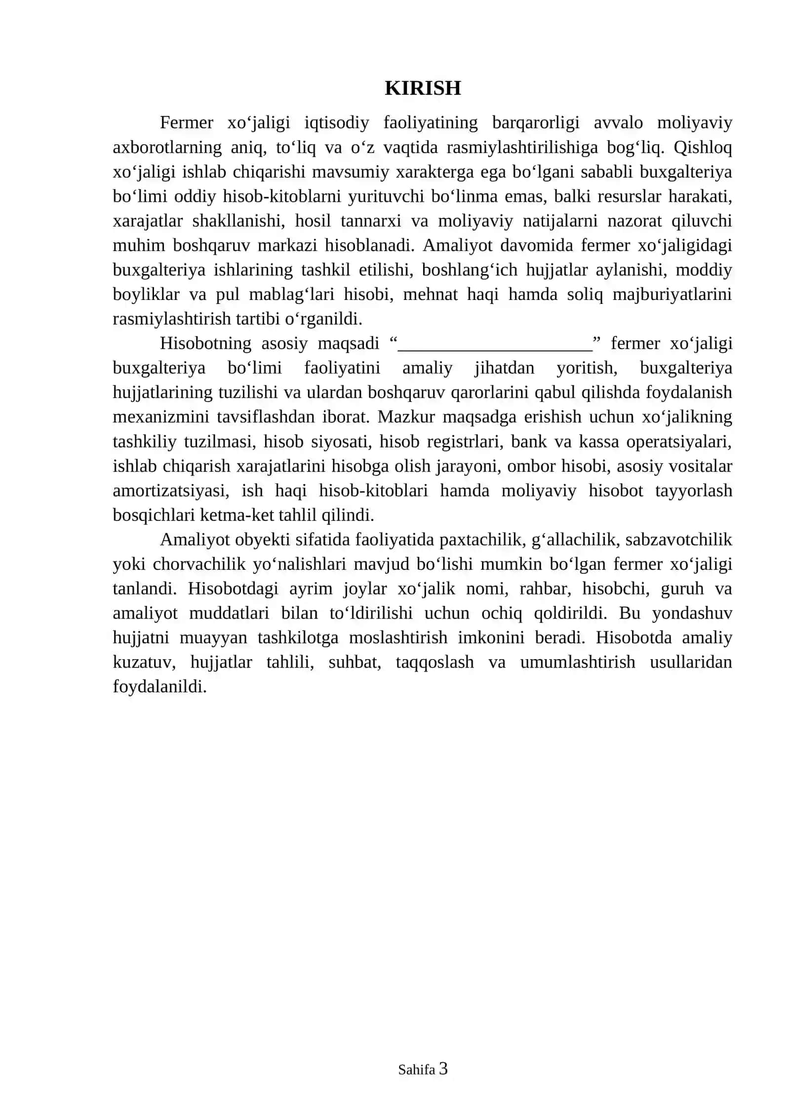 Fermer xojaligi buxgalteriya amaliyot hisoboti 3