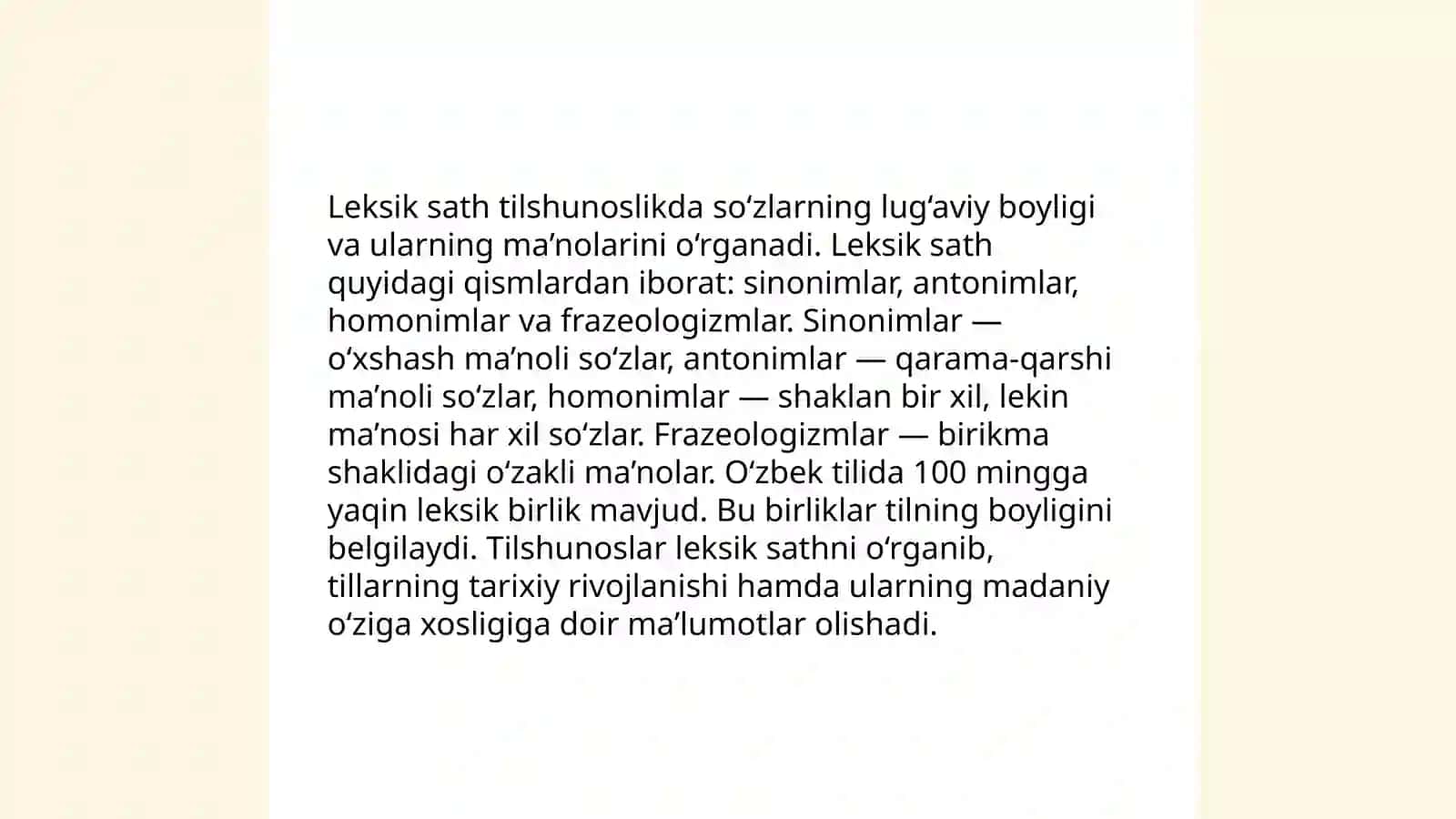 Hozirgi o'zbek adabiy tilining leksik sathi va leksikalogiyasi 3