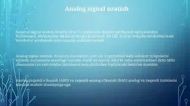 Analog va raqamli sinallarni uzatish va qayta ishlash 3