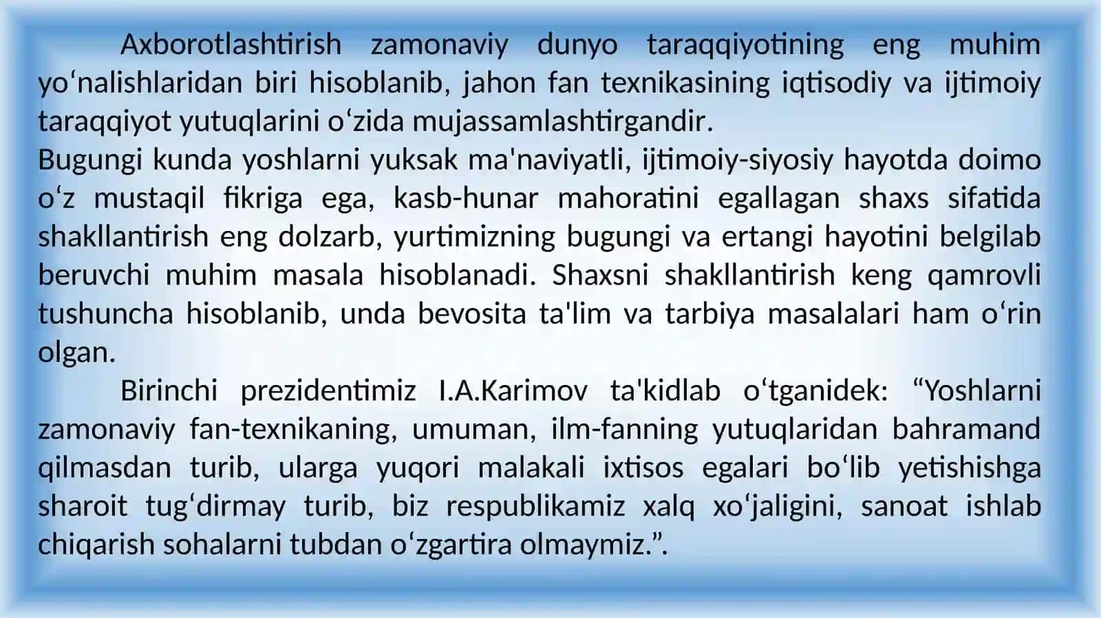 Ta’lim jarayoniga AKT larini qo’llash 3