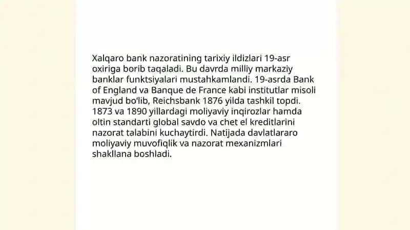 Bank nazorati bo'yicha xalqaro kelishuvlarning kelib chiqishi 3