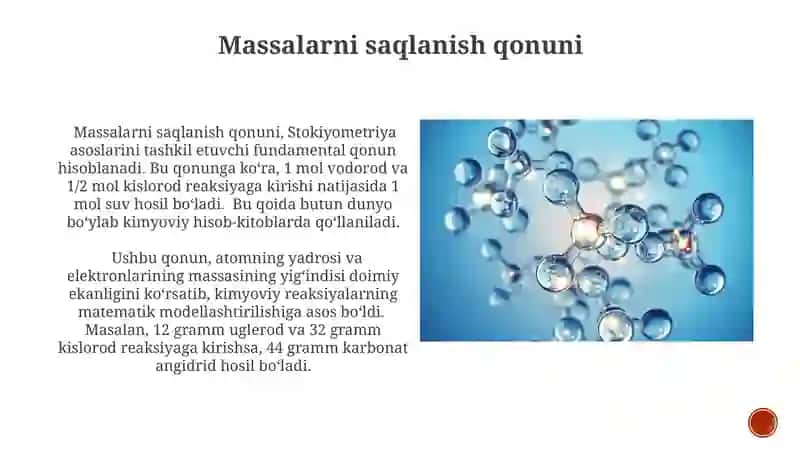 Massalarni saqlanish qonuni 3
