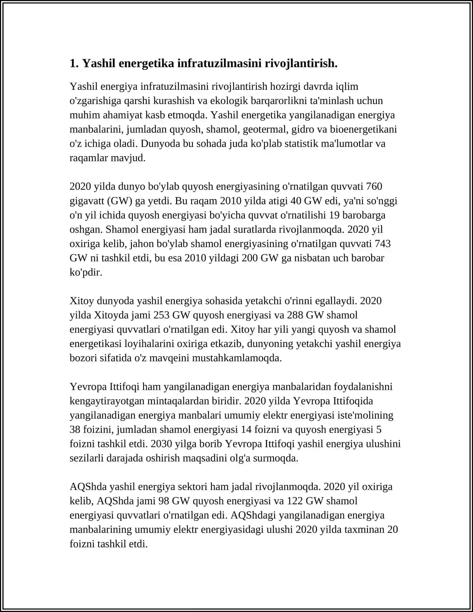 YASHIL LOYIHALAR"NI INVESTITSIYALASH YONALISHLARI VA DASTAKLARI 3