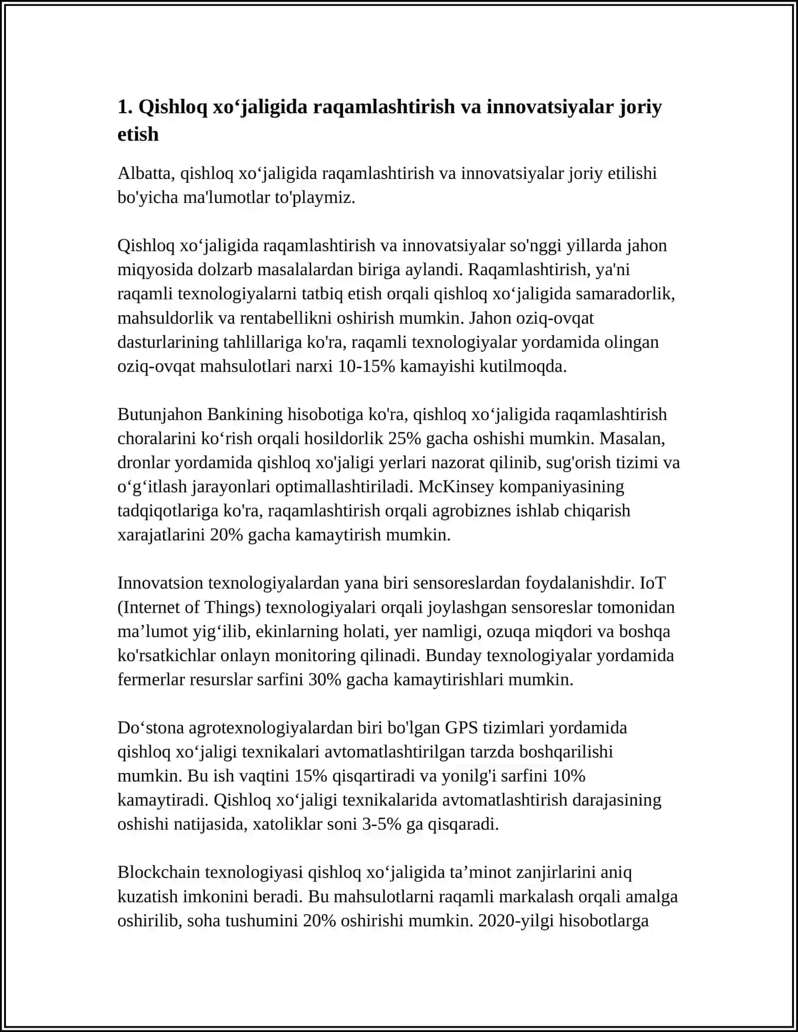 OʻZBEKISTON RESPUBLIKASI AGRAR SIYOSATINING USTUVOR YOʻNALISHLARI 3