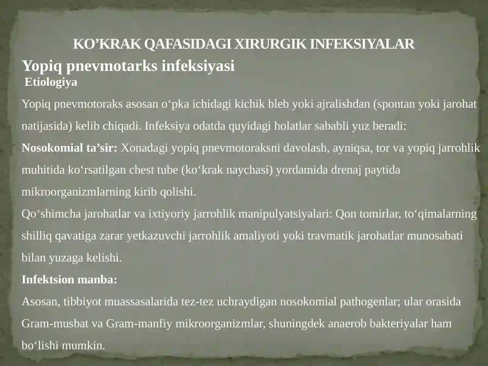 kokrak-qafasi va qorin bo'shlig' xirurgik infeksiyasi 3