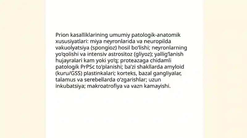 Prion kasalliklari patologik anatomiyasi 3