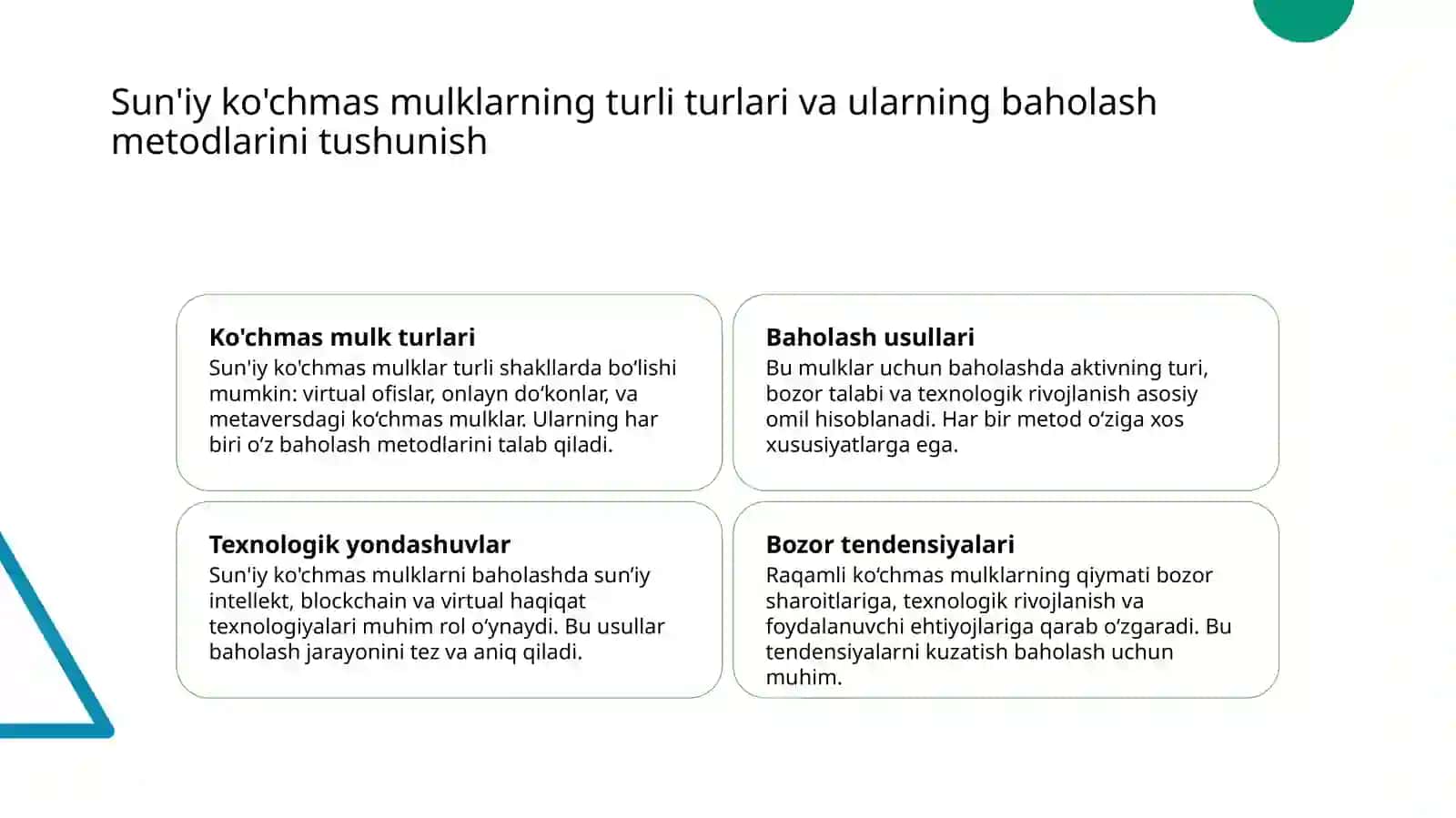 Sun'iy ko'chmas mulklarni ob'ektlarini qiymatini aniqlash 3