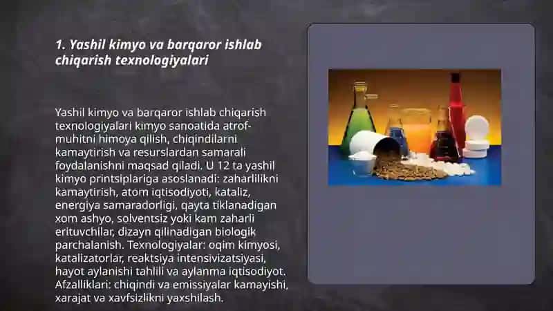 Yashil kimyo va barqaror ishlab chiqarish texnologiyalari 3