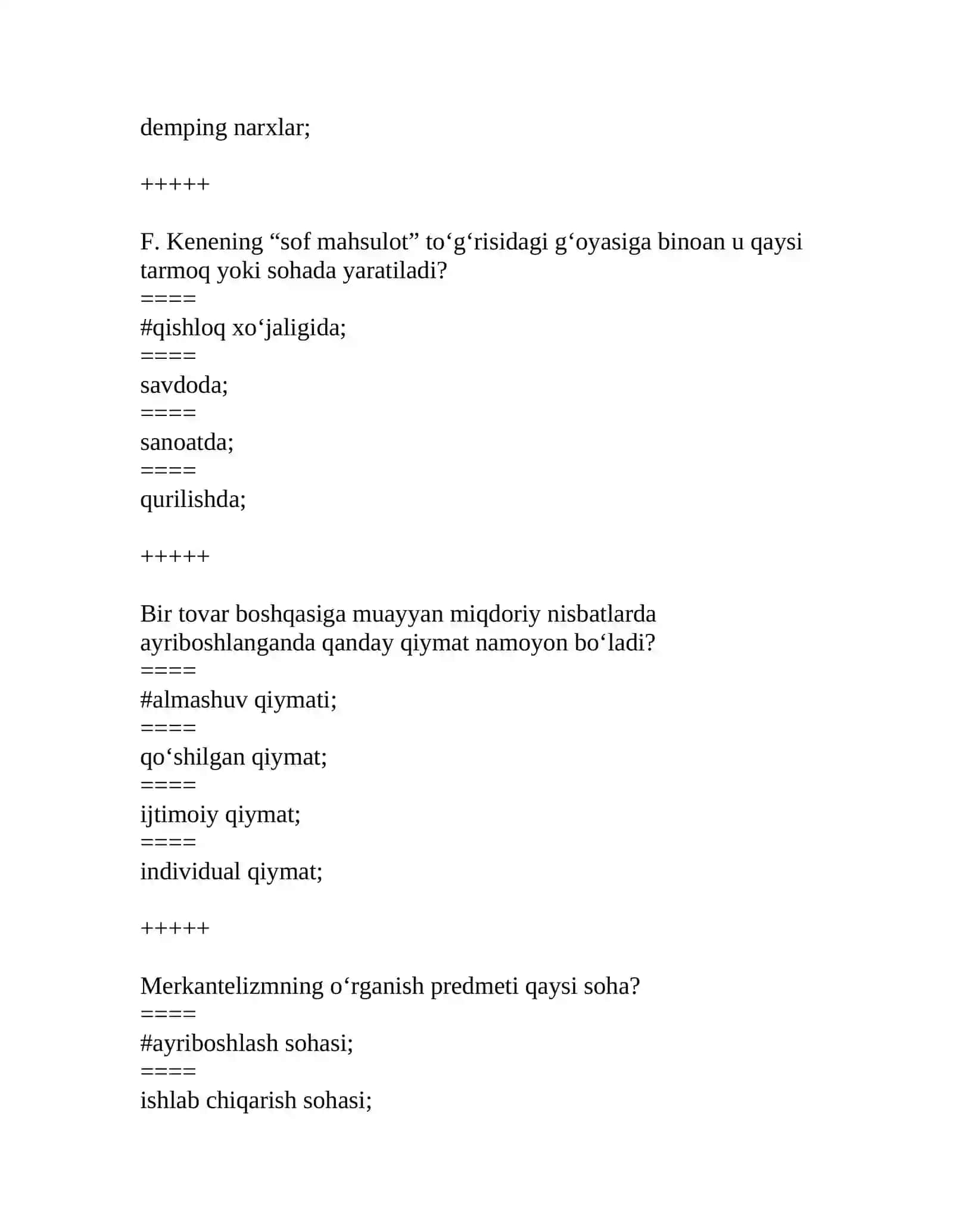 Iqtisodiyot nazariyasi fanidan test yangi 3