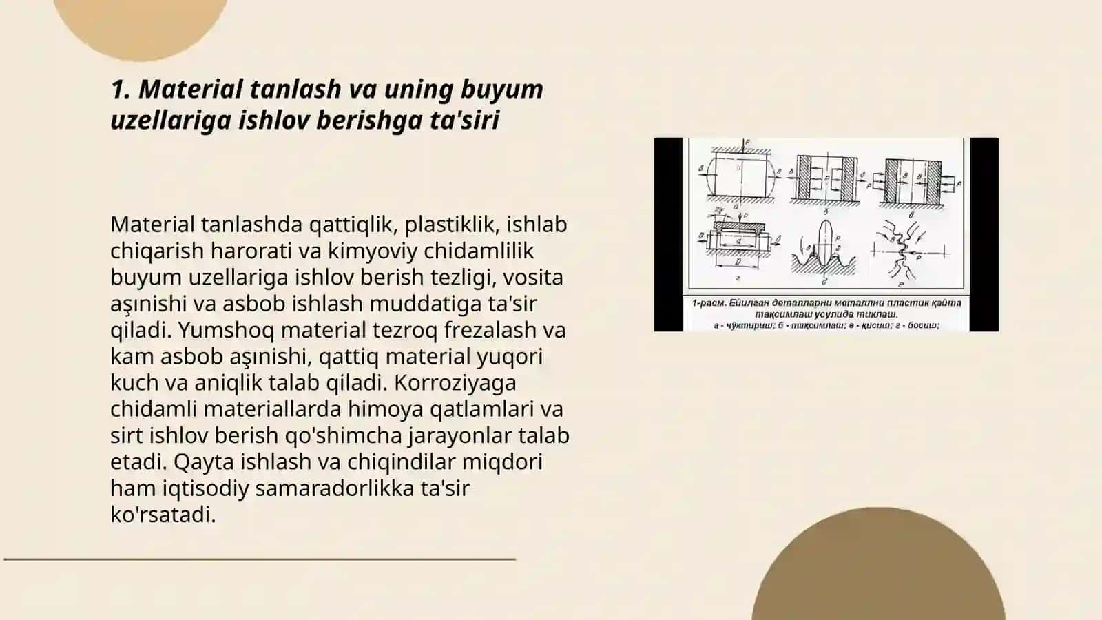 Material tanlash va uning buyum uzellariga ishlov berishga ta'siri 3