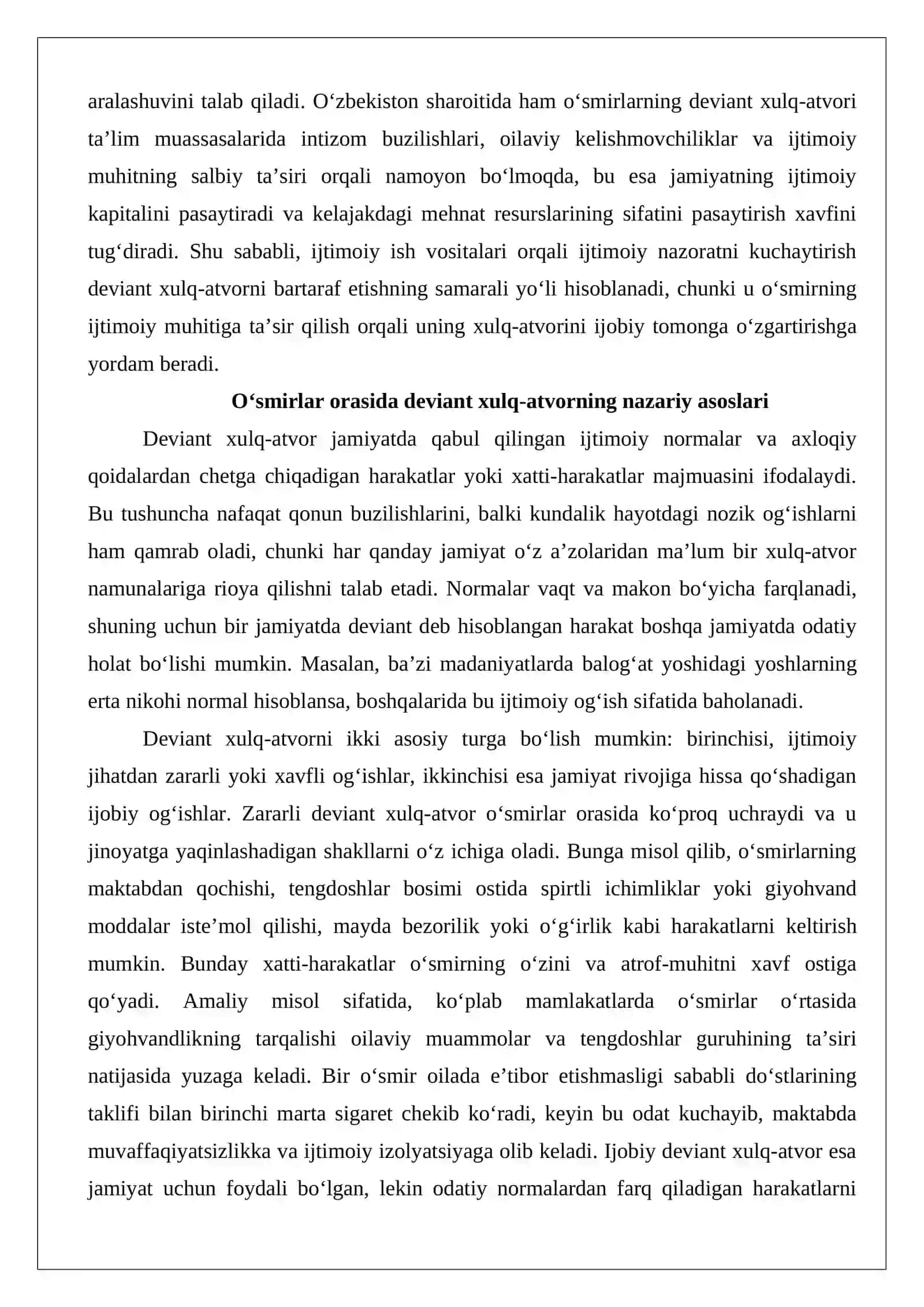 O‘smirlar orasida deviant xulq-atvorni ijtimoiy nazorat qilish hamda profilaktika o‘tkazishdan foydalanish 3