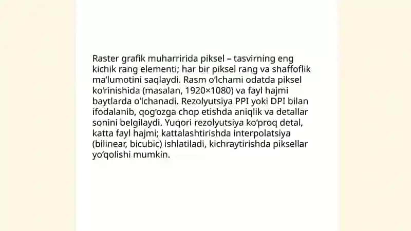 Raqamli tasvirlarni yaratish va qayta ishlash vositalari (raster grafik muharriri) 3