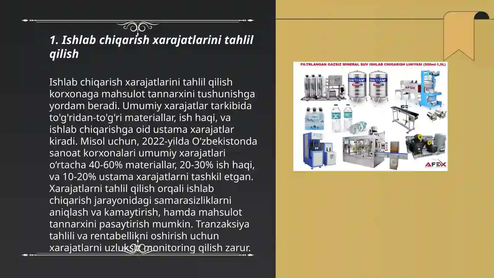 Ishlab chiqarish xarajatlari va foyda 3
