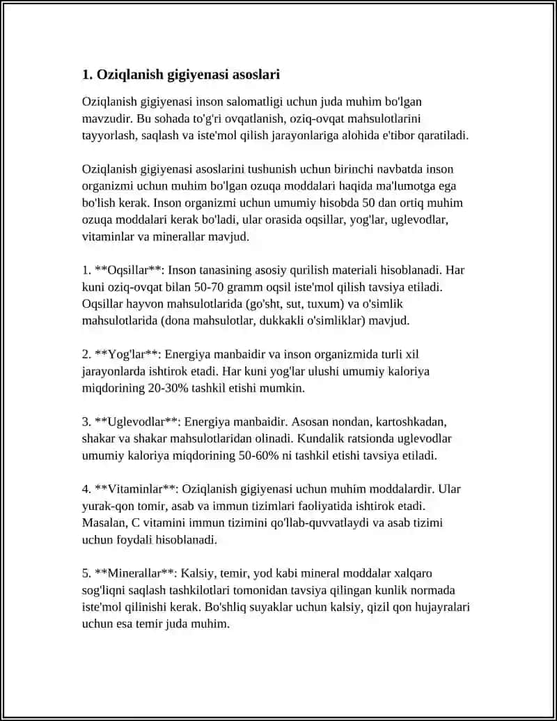 OVQATLANISH GIGIYENASI. OVQATLANISH RATSIONINI TUZISH METODLARI 3