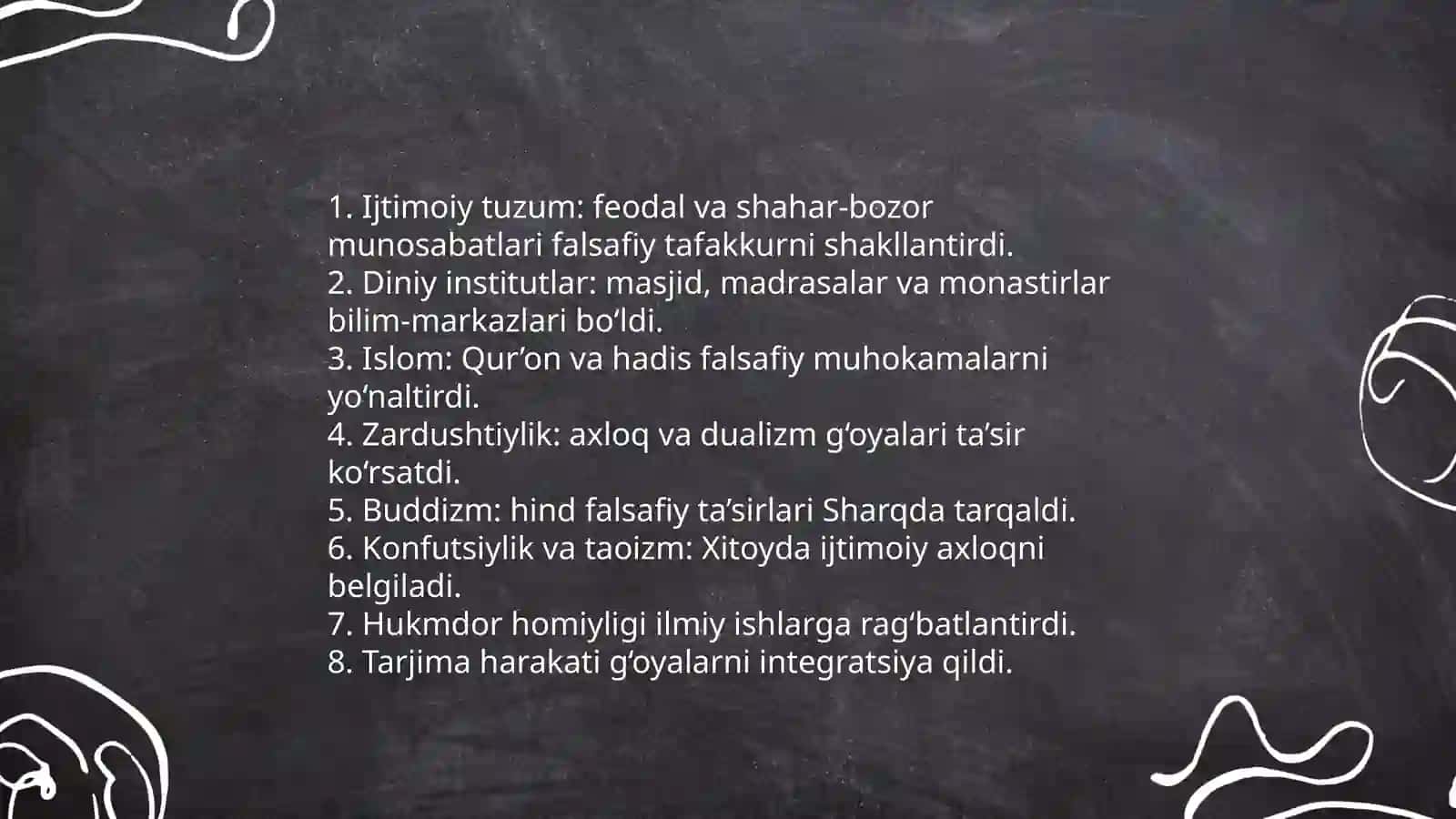 Ilk oʻrtaasrlarda Sharq falsafasi va uygʻonish davri,Oʻrta Sharq falsafasi va uygʻonish davri xususiyatlari 3