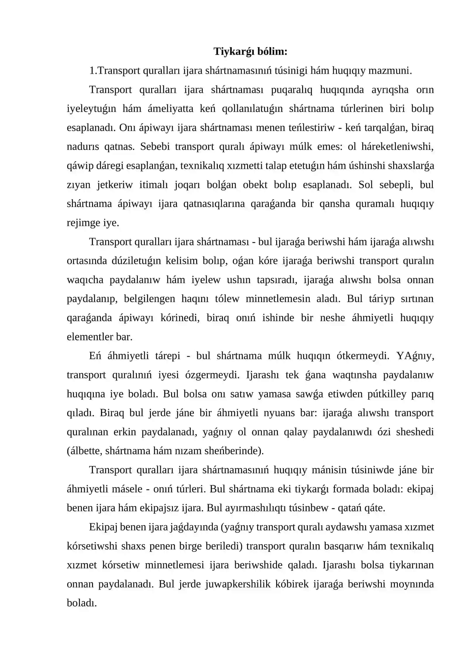 Transport quralları ijara shártnaması 3