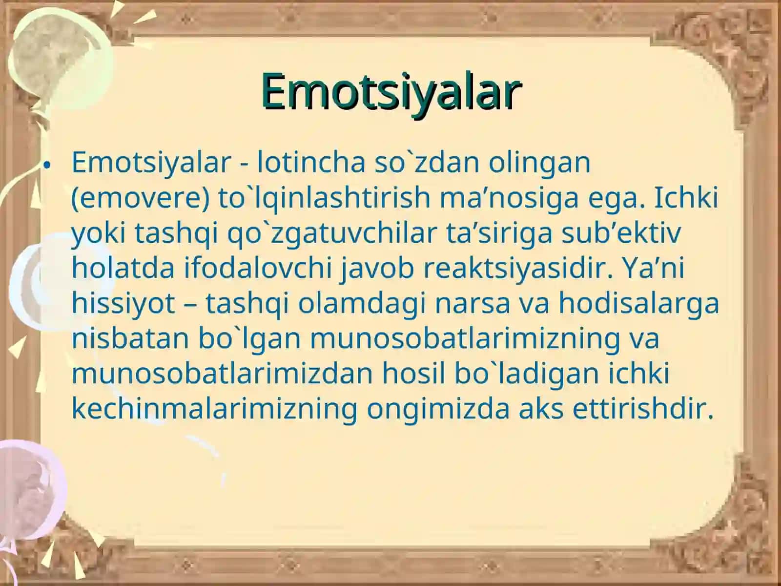 Emotsiyaning psixologik tavsifi 3