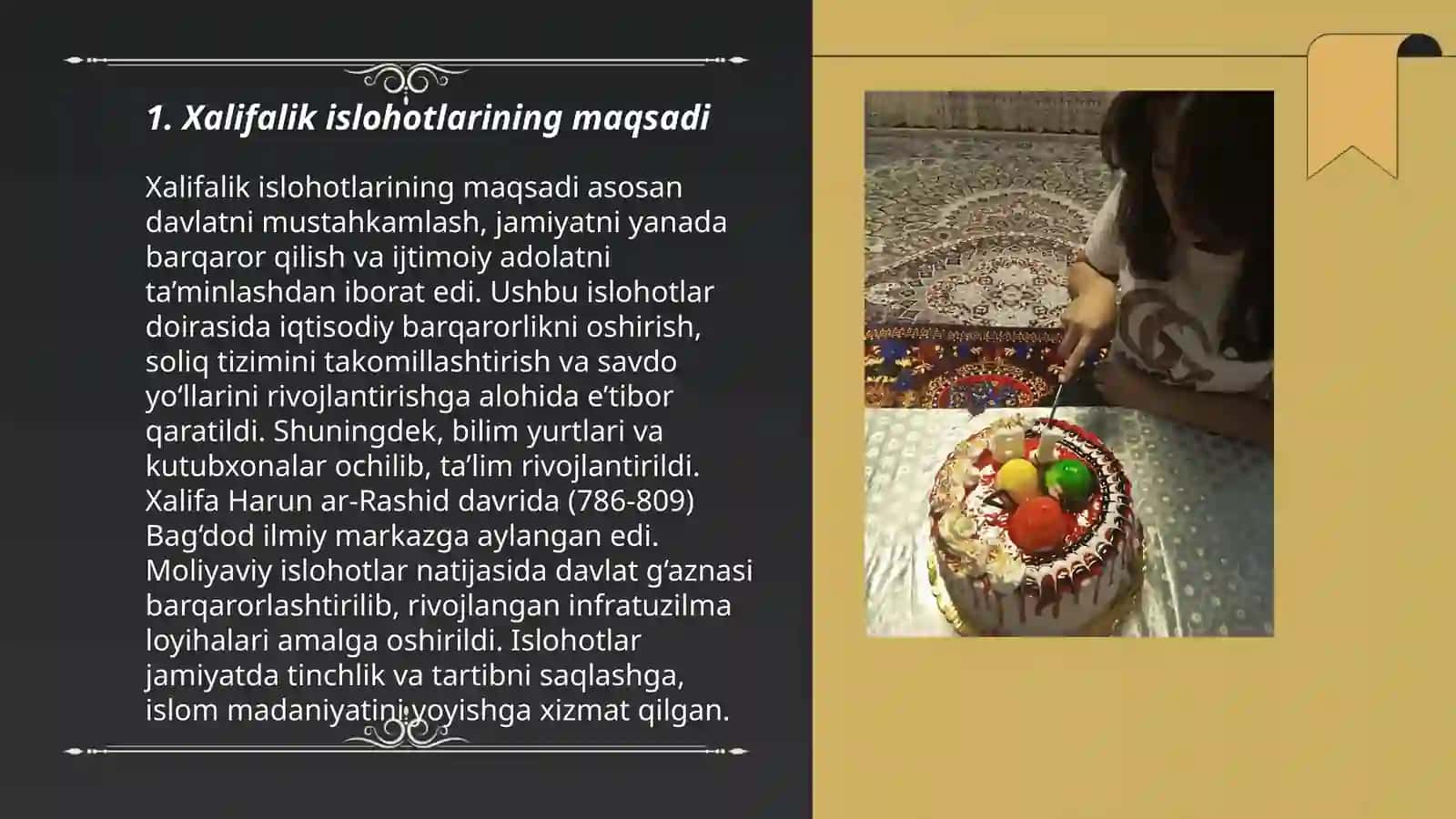 Xalifalik islohotlarining maqsadi 3