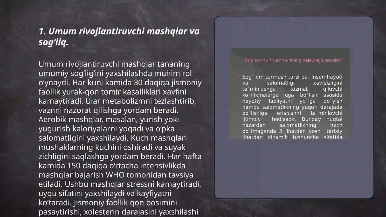 Shugʻullanuvchilar organizmga Umum rivojlantiruvchi mashqlarning tasiri 3