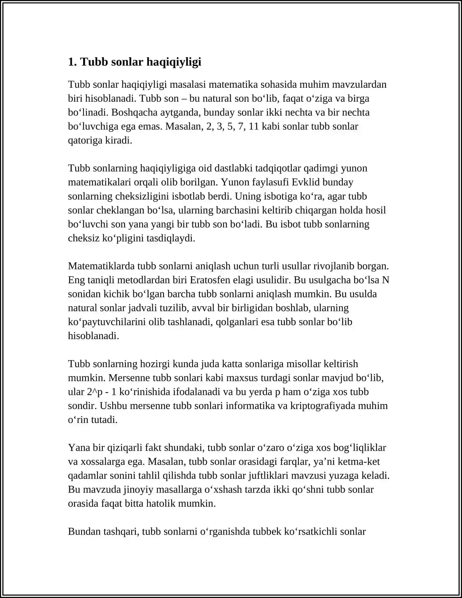 TUB VA MURAKKAB SONLAR MAVZUSI BO'YICHA DARS ISHLANMA TAYYORLASH 3