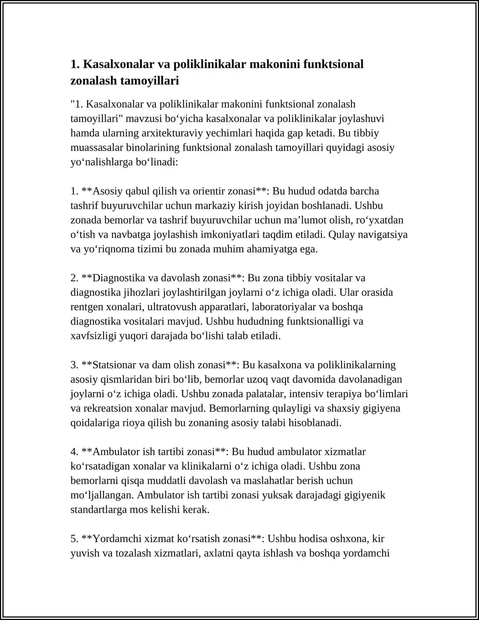 TIBBIYOT VA SOGLIQNI SAQLASH MUASSASASI BINOLARI UCHUN ARXITEKTURA VA KONSTRUKTIV YECHIMLARI 3