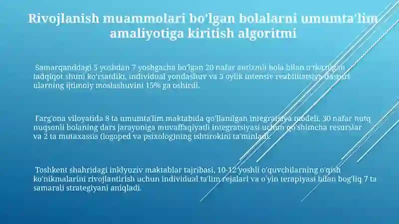 Rivojlanishida muammosi boʻlgan bolalarning keng ta'limiy amaliyotga joriy etish algoritmi 3