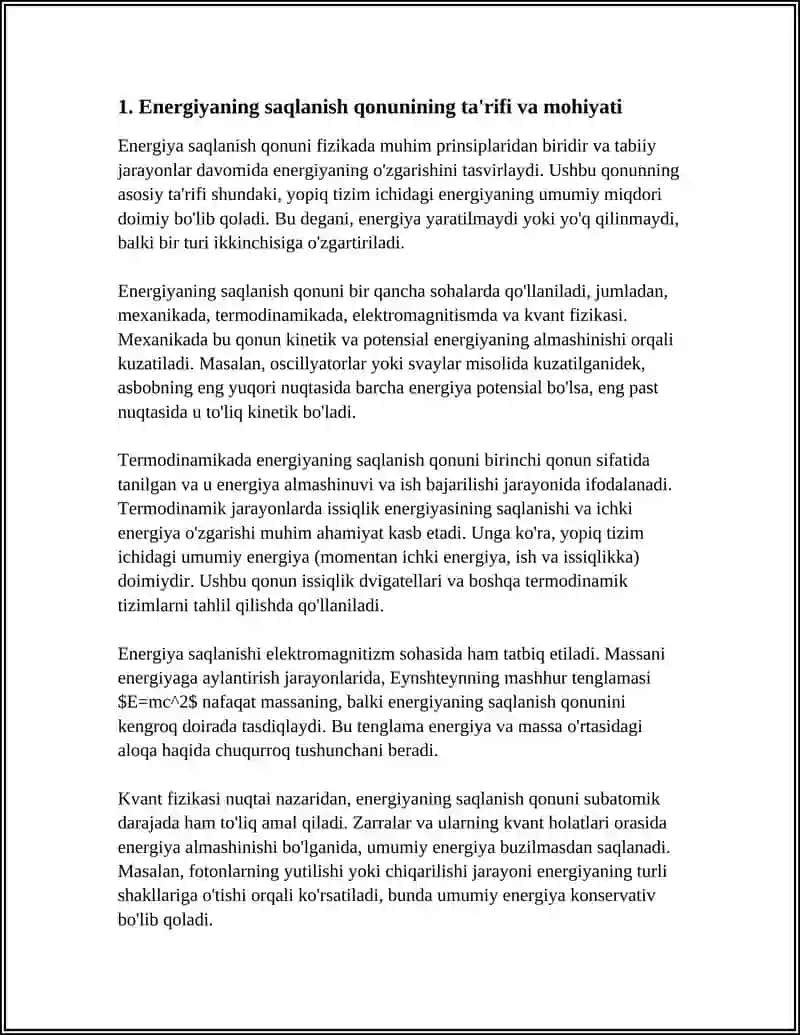 ENERGIYANING SAQLANISH QONUNI 3