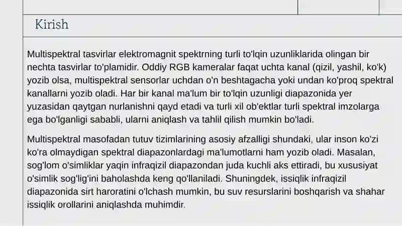 Masofaviy zondlash multispektral rasimni qayta ishlash 3