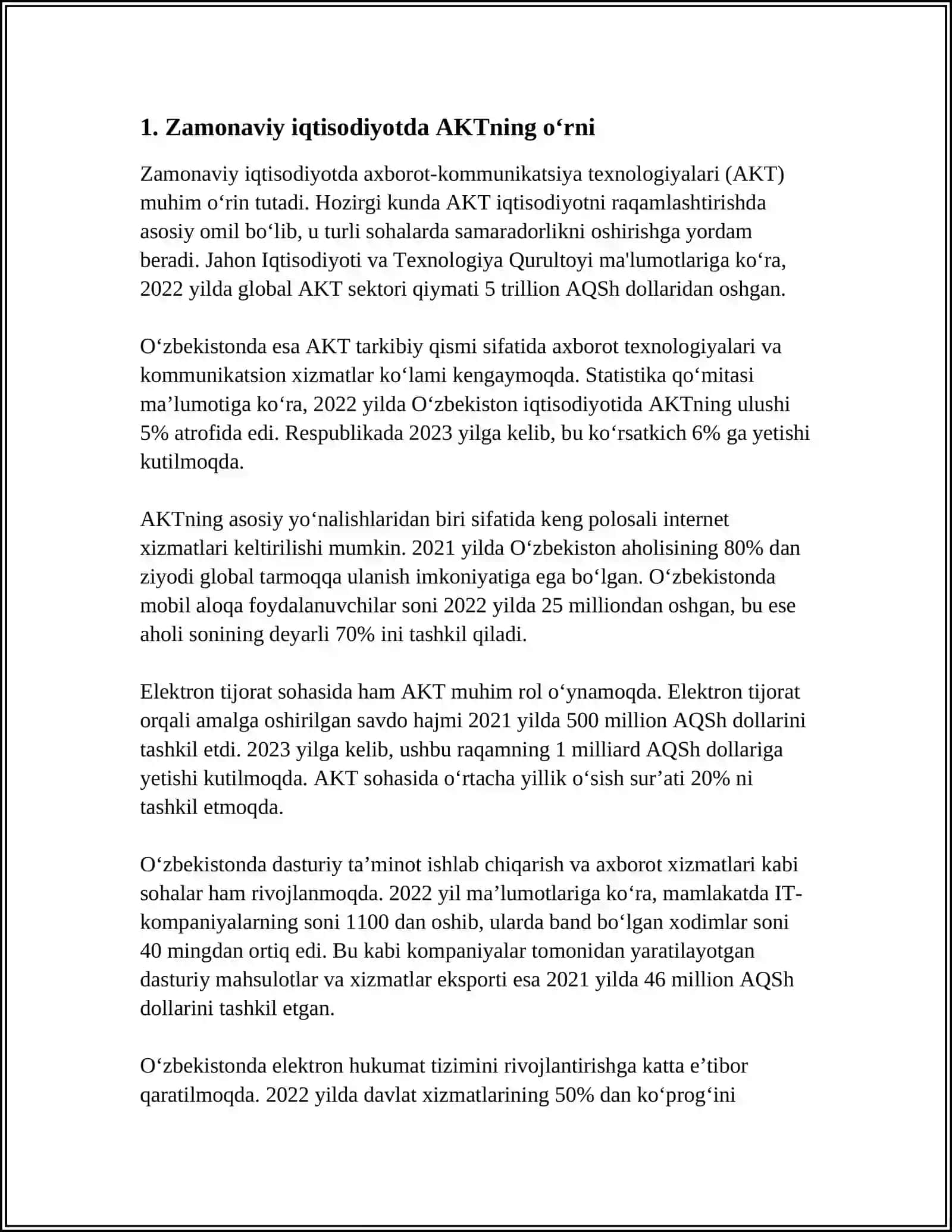 IQTISODIYOTDA ZAMONAVIY INFARMATSION- KOMMUNIKATSION TEXNALOGIYALARNING TEXNIK TA'MINOTI 3