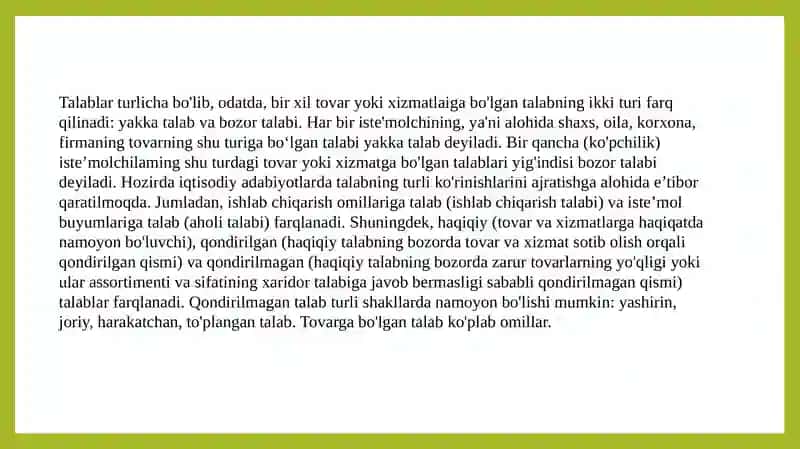 Taklif miqdoriga ta’sirqiluvchi omillar.Taklif miqdori tushunchasi 3