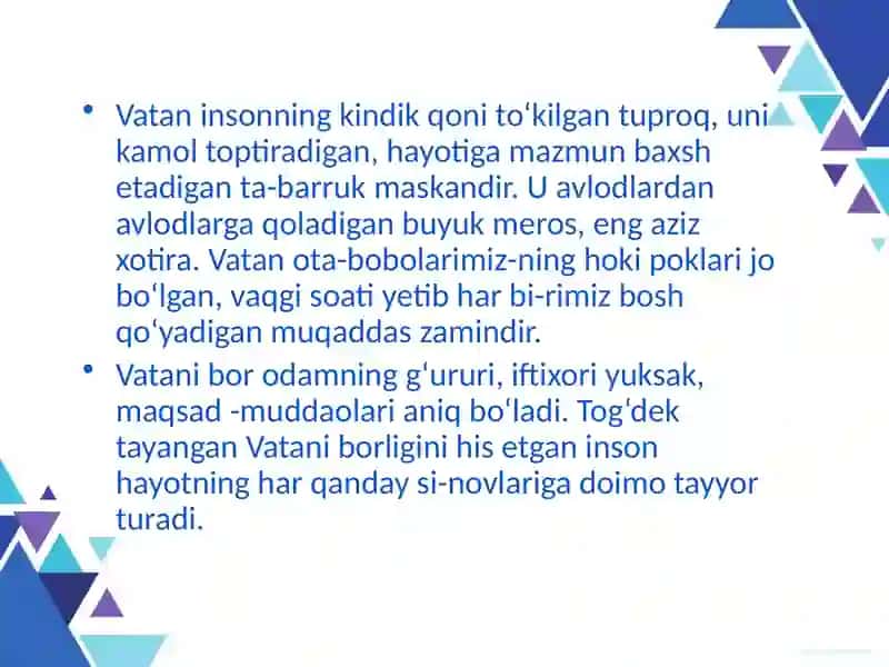 BOLALARNI VATANPARVARLIK RUHIDA TARBIYALASHDA MTTNING O’RNI TAYYORLADI:BARATOVA A.X. 3