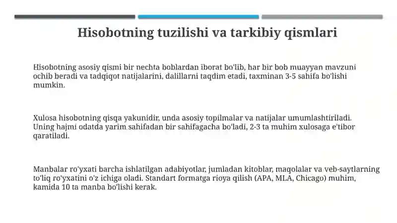 Hisobot tuzish asoslari 3