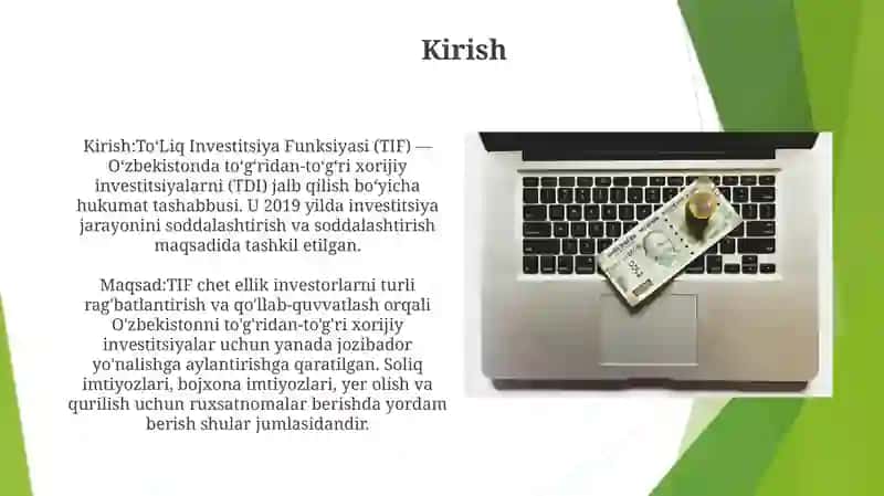 To‘Liq Investitsiya Funksiyasi 3