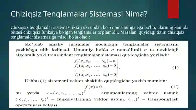Chiziqsiz Tenglamalar Sistemasi 3