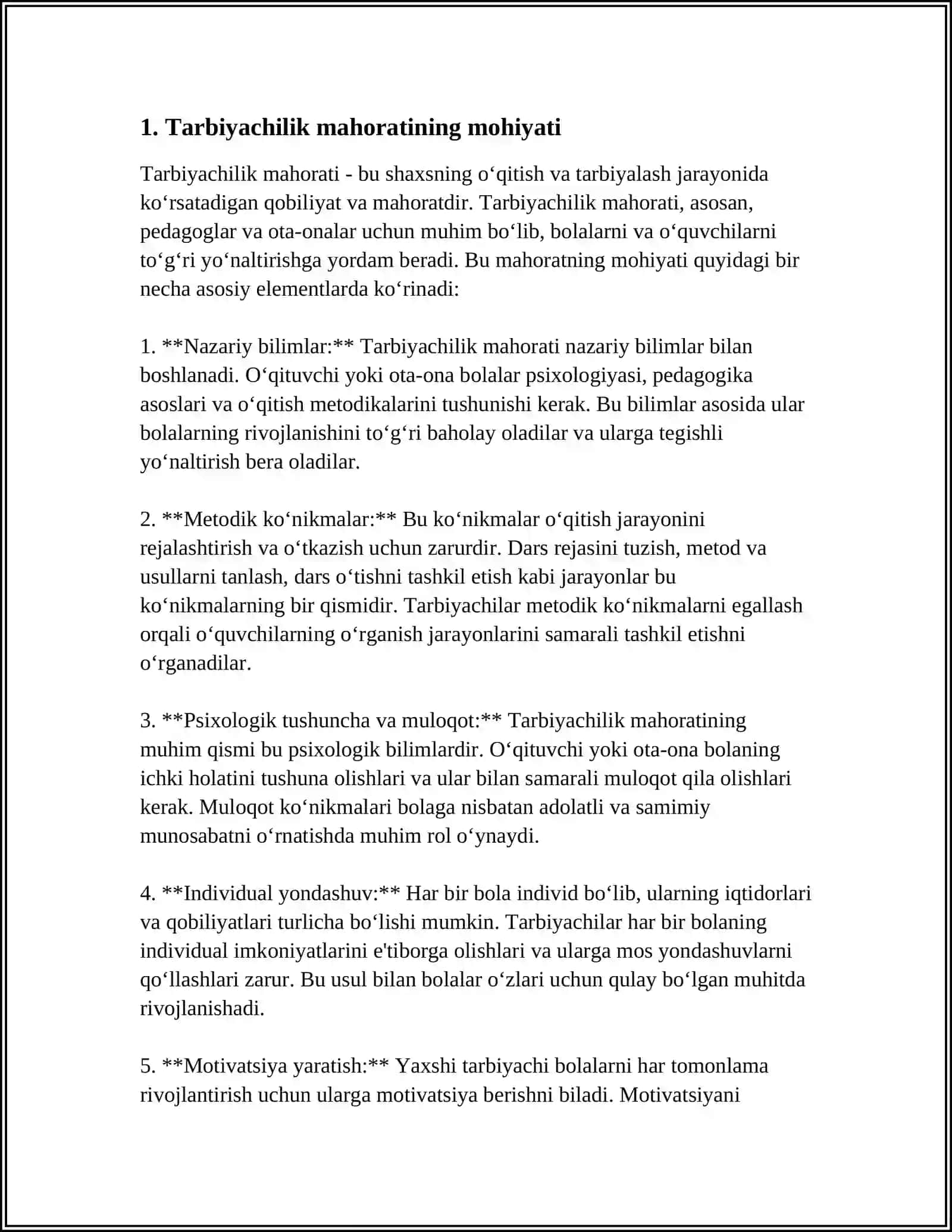 TARBIYACHILIK MAXORATINING TARKIBIY QISIMLARI 3