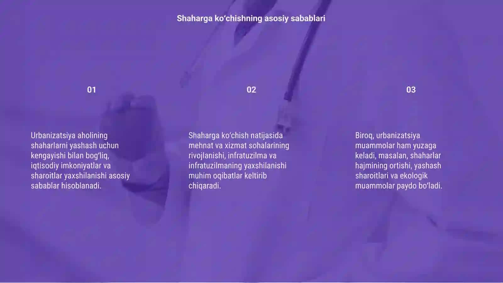 Urbanizatsiya: aholining shaharga koʻchishi sabab va oqibatlari 3