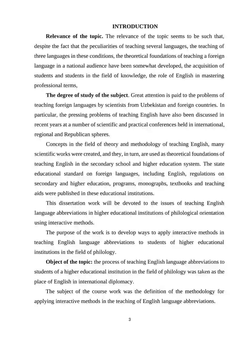 Course Work on "The Role of the English Language in International Diplomacy" 3