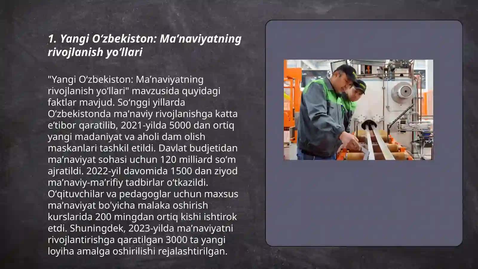 Yangi Oʻzbekistonda amalga oshirilayotgan maʼnaviy oʻzgarishlar 3