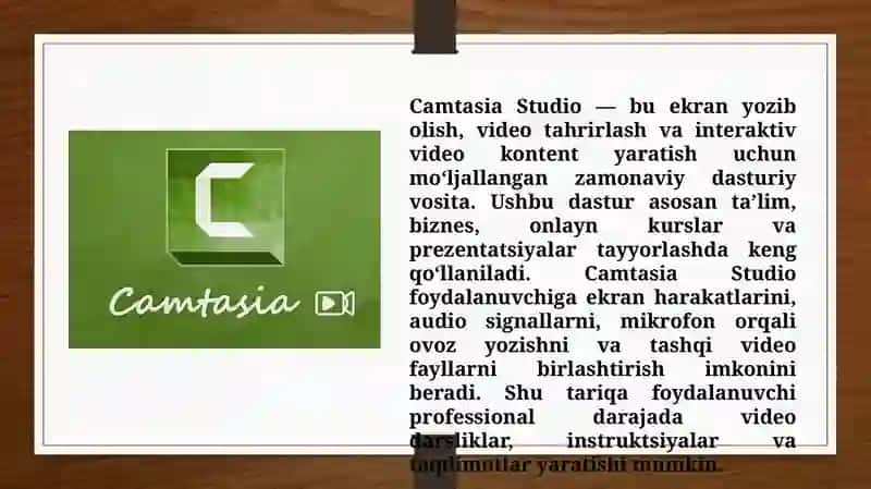 Camtasia Studio dasturlari va ularning imkoniyatlari (TAQDIMOT) 3