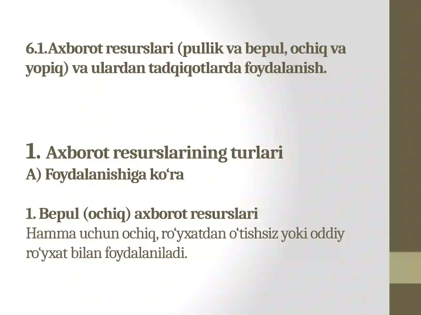 Axborot Resurslari va Ulardan Biznes Tadqiqotlari va Biznes Tahlilida Foydalanish 3