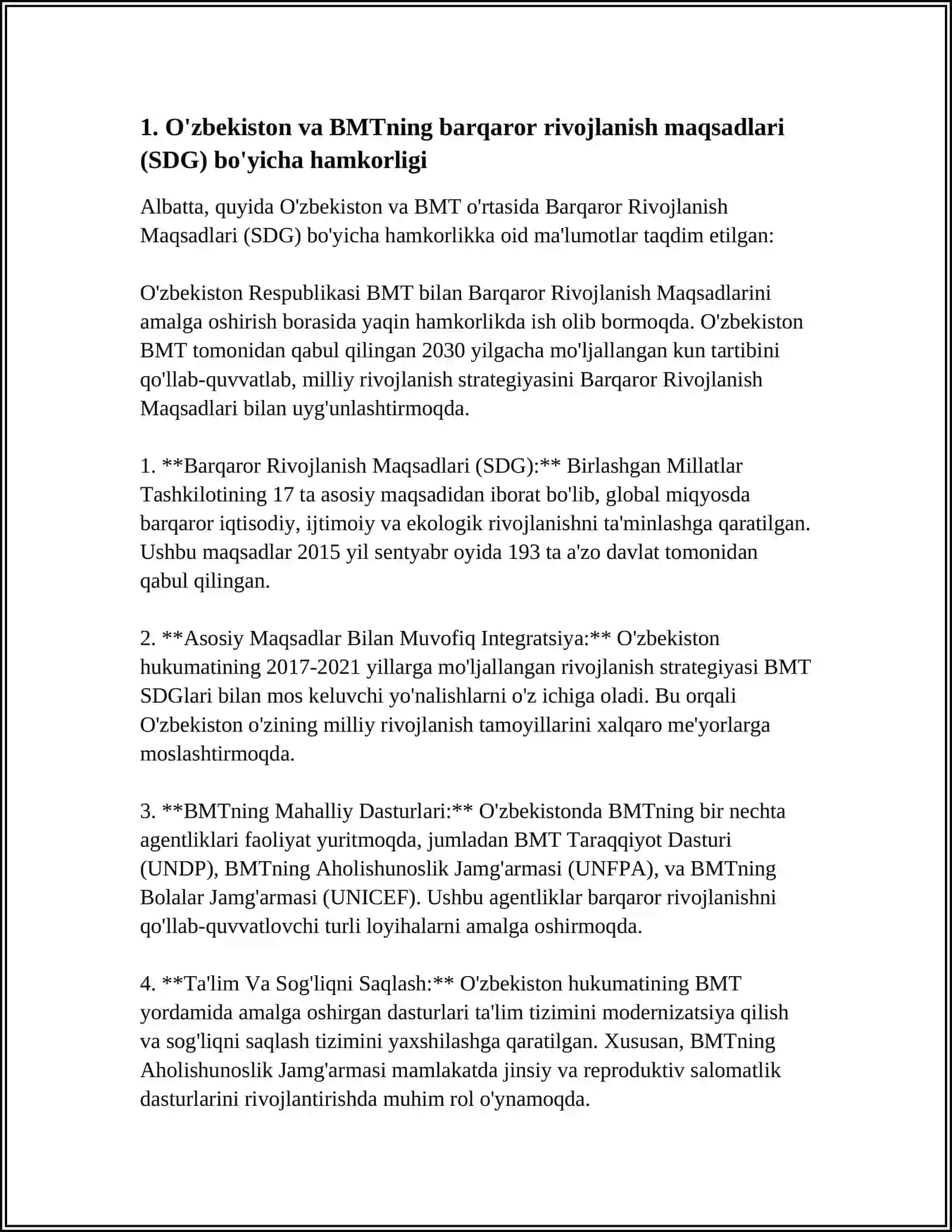 O'ZBEKISTONNING BMT BILAN HAMKORLIGI 3