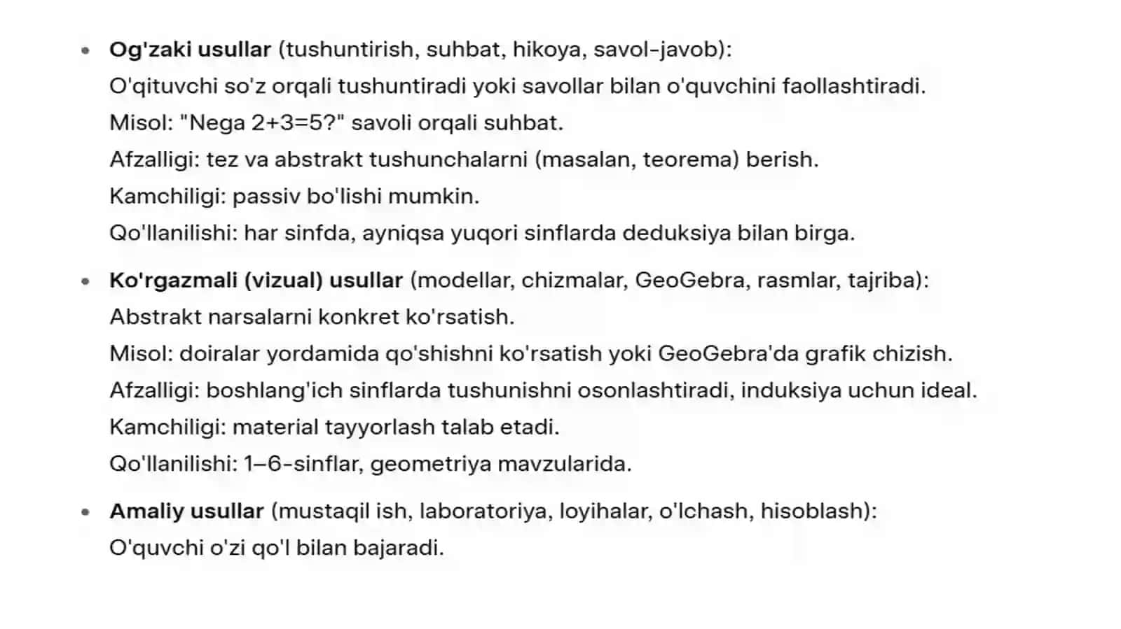 Matematikani o'qitish usullari 3