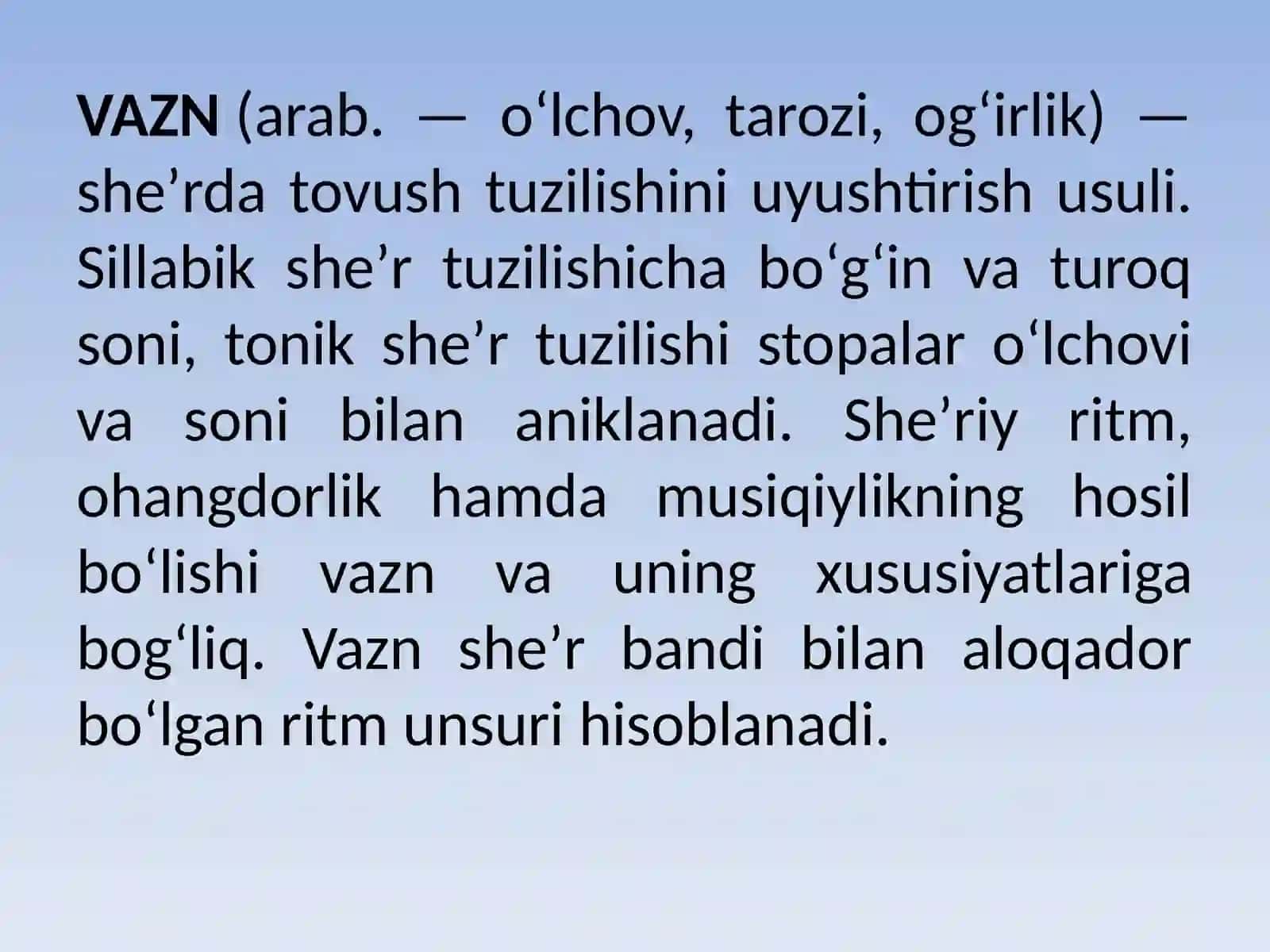 Erkin vazn haqida 3