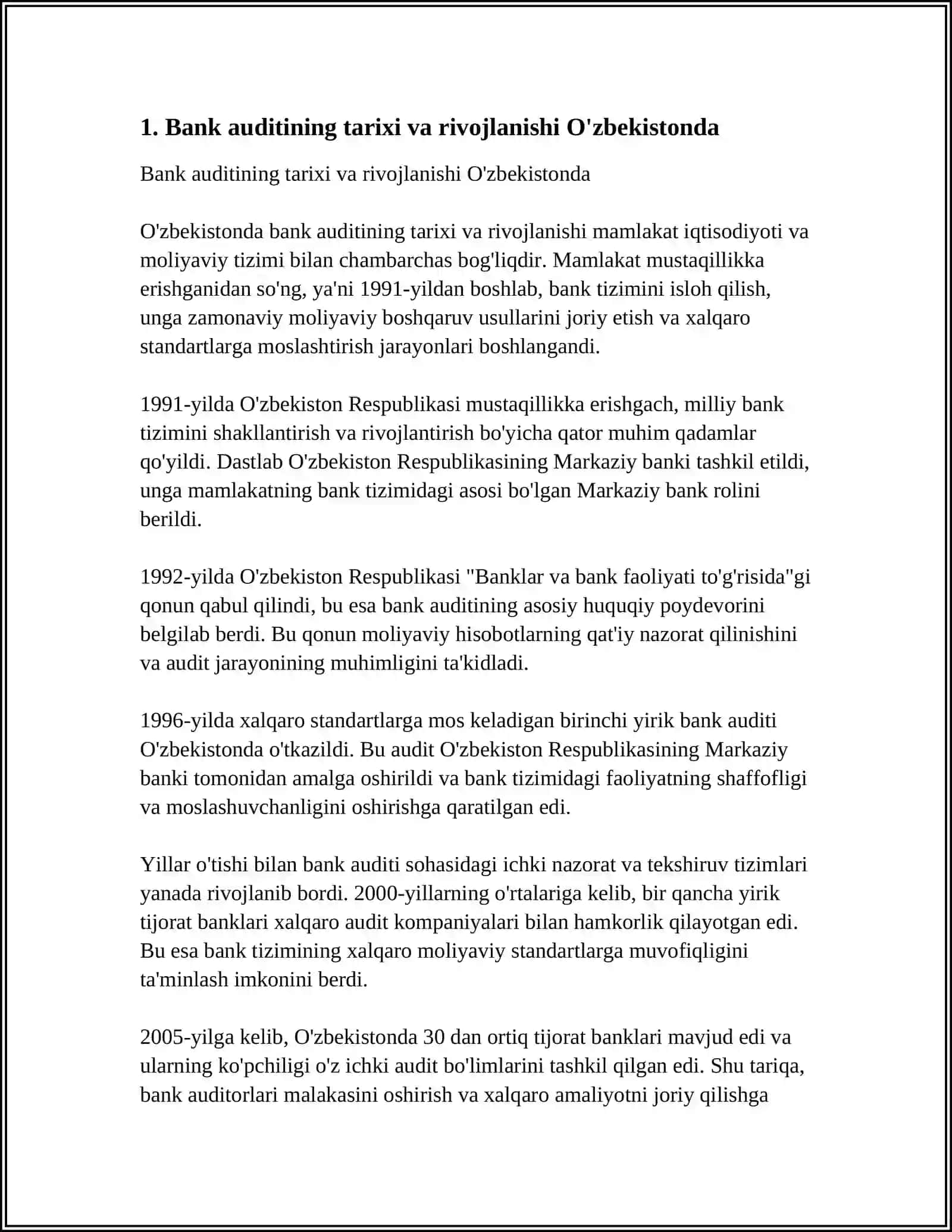 O’ZBEKISTONDA BANK AUDITINI RIVOJLANISH BOSQICHLARI 3