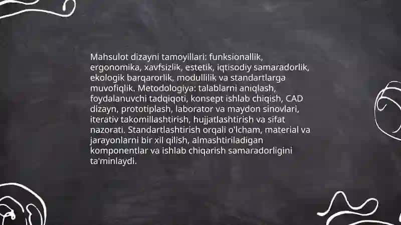 Mahsulotlarni loyihalashtirish va standartlashtirish 3