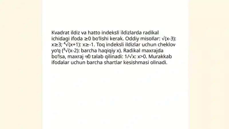 Tenglamalarni radikallada yechish 3