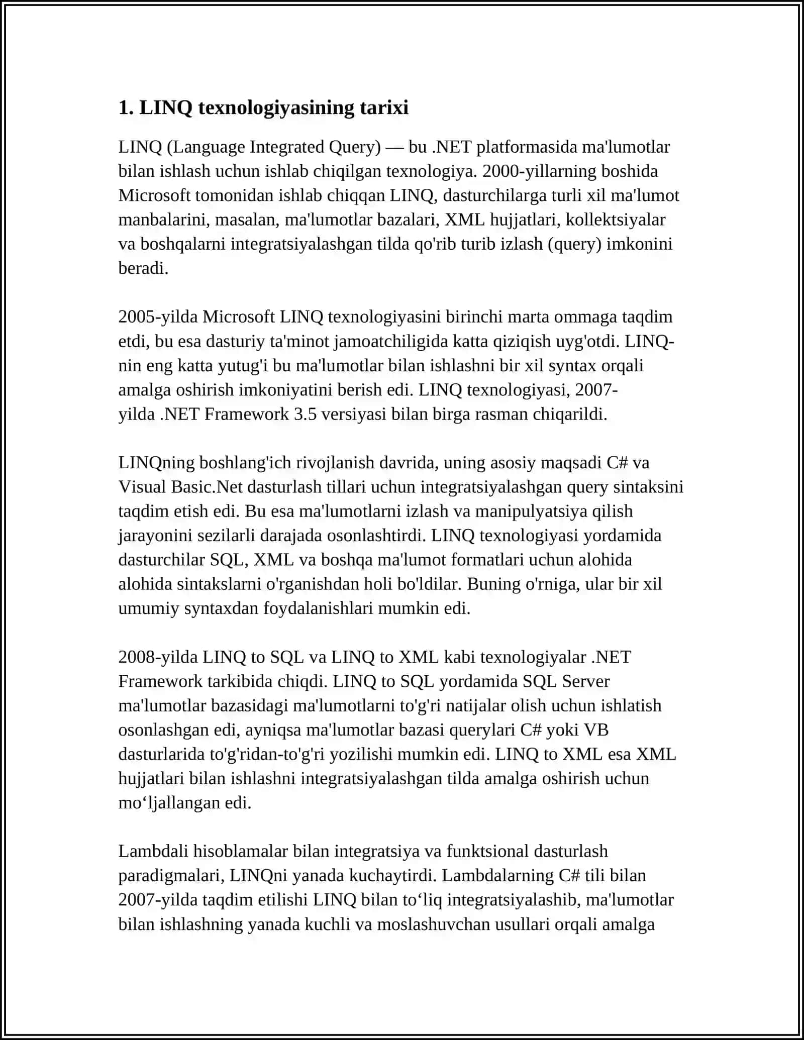 LINQ TEXNALOGIYASI VA ASOSIY OPERATORLARI 3