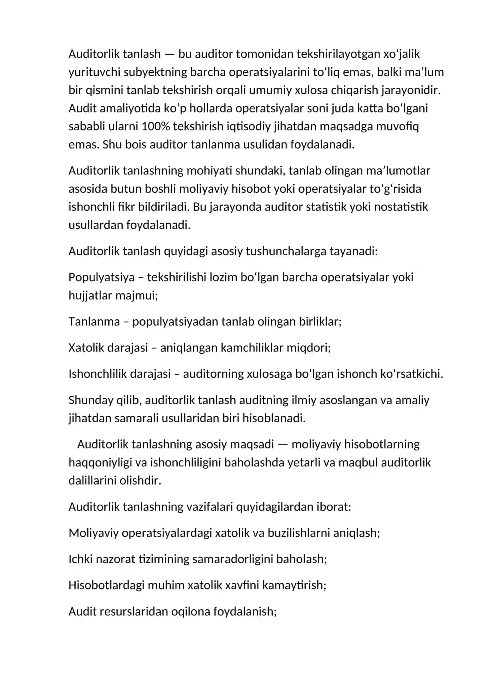 Auditorlik tanlashning mazmuni va mohiyati 3